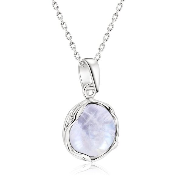 925 Sterling Silver Moonstone Necklace Women - Moonstone Pendant Necklace Silver - Picture 1 of 8